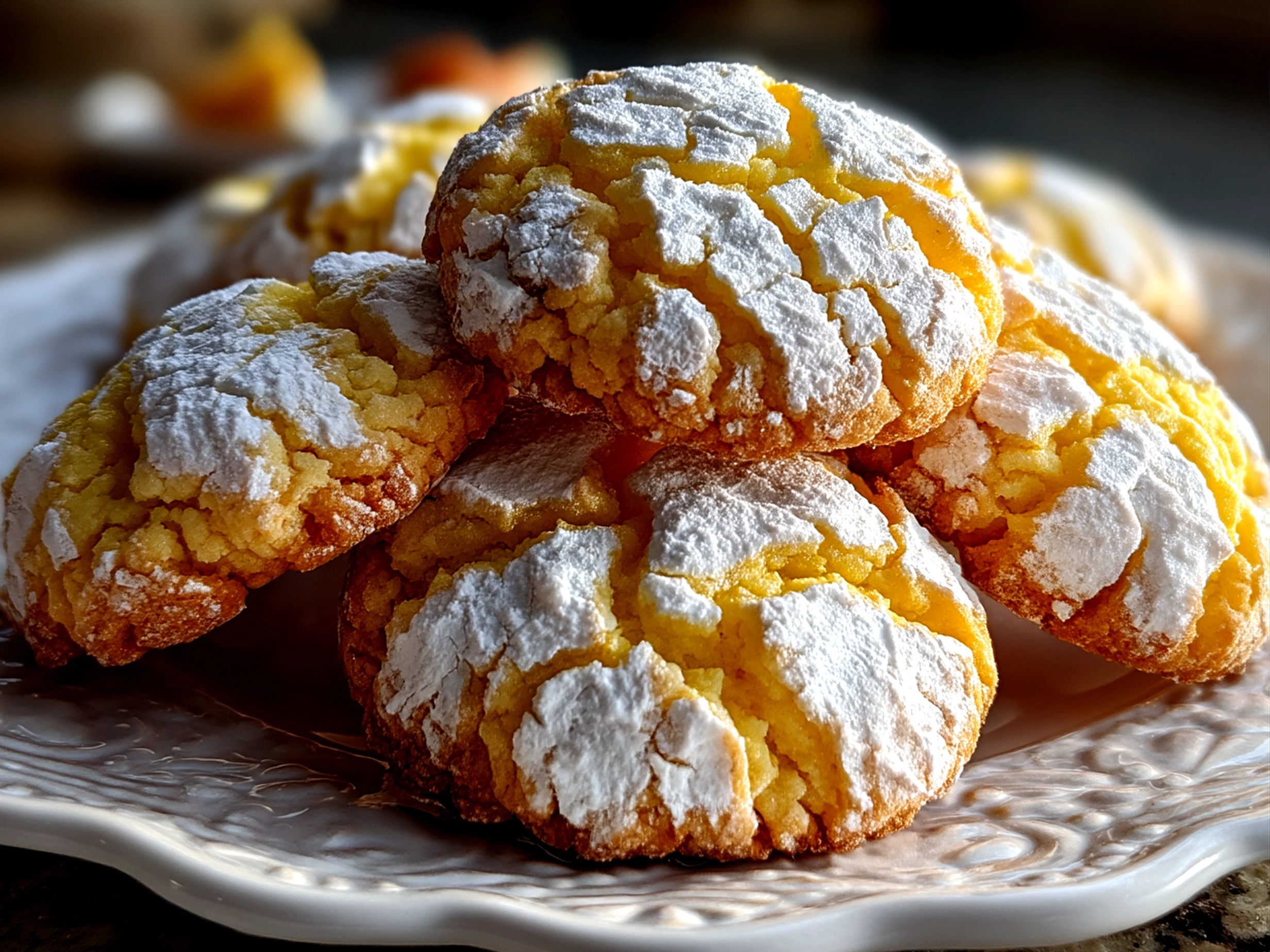 Plated Lemon Crinkle Cookies ready to serve