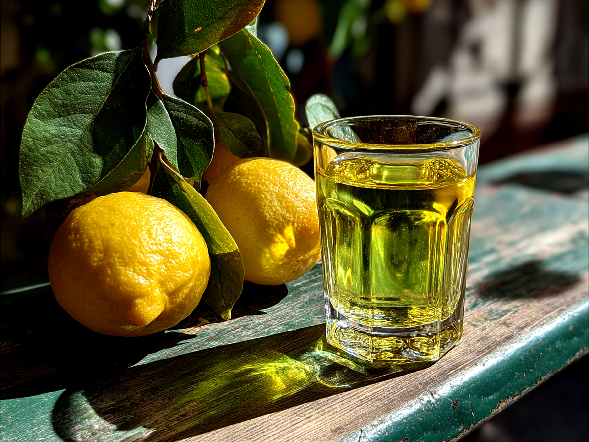 Chilled glass of homemade limoncello served as a refreshing citrus digestif