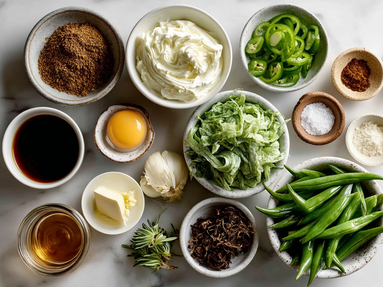 Ingredients for making Rajas con Crema including poblano peppers, Mexican cream, onion, garlic and cheese