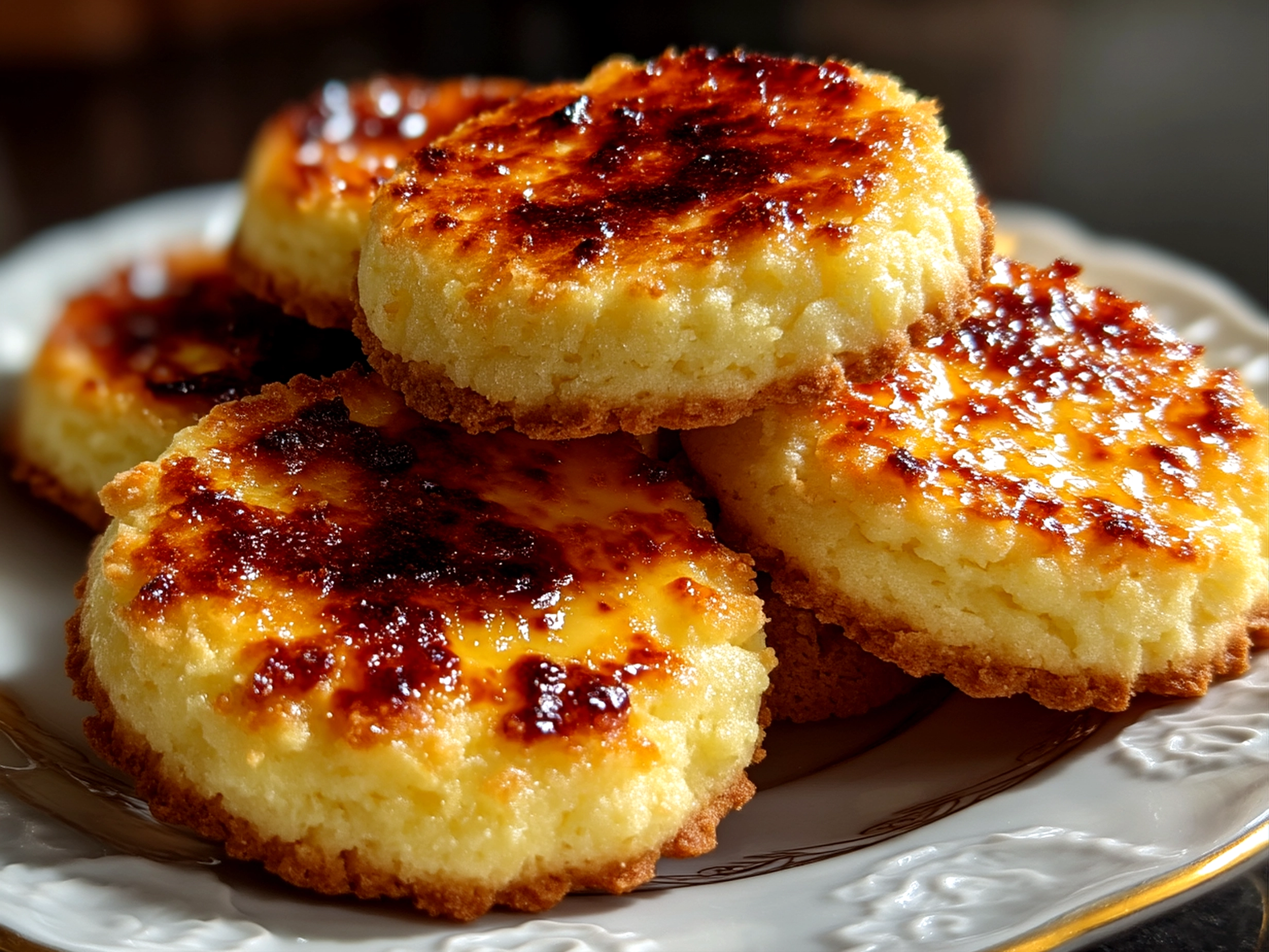 Beautiful finished creme brulee cookies with caramelized sugar crust