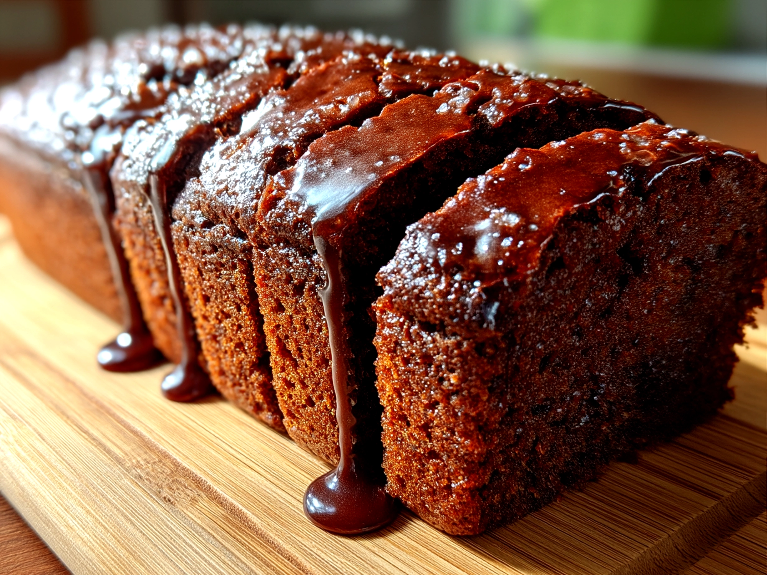A slice of Sour Cream Chocolate Loaf Cake served on a plate with fresh berries