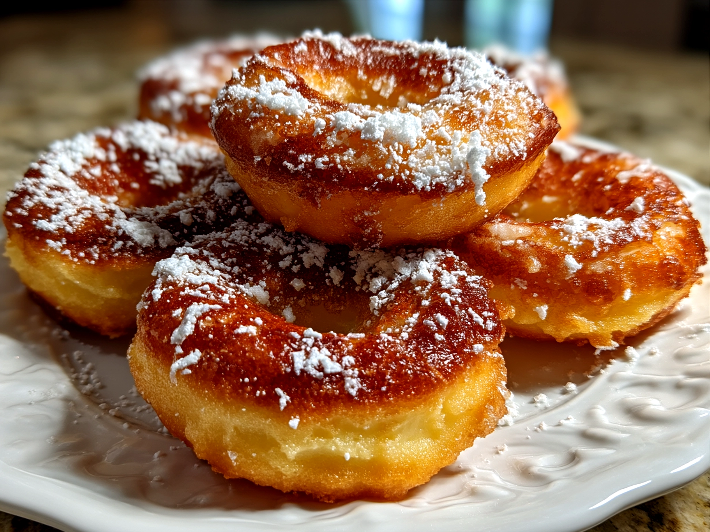 Freshly made sourdough discard sugar donuts served with milk