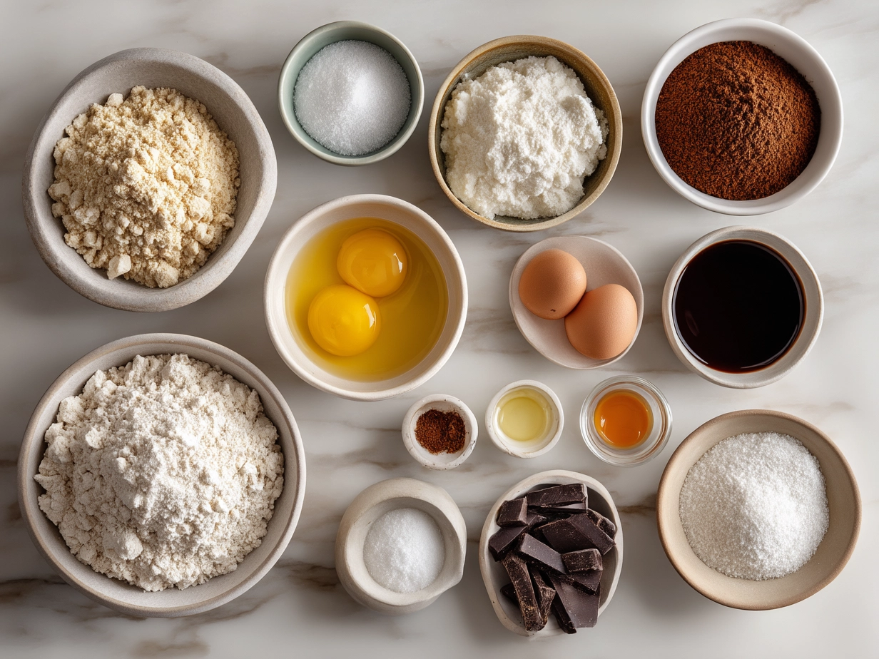 Ingredients for apple pie bagels displayed on marble surface