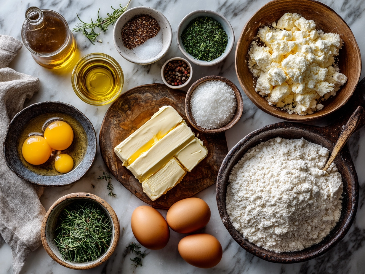 Raw ingredients for cheeseburger baked including ground beef, cheese, pasta, tomatoes, and pickles