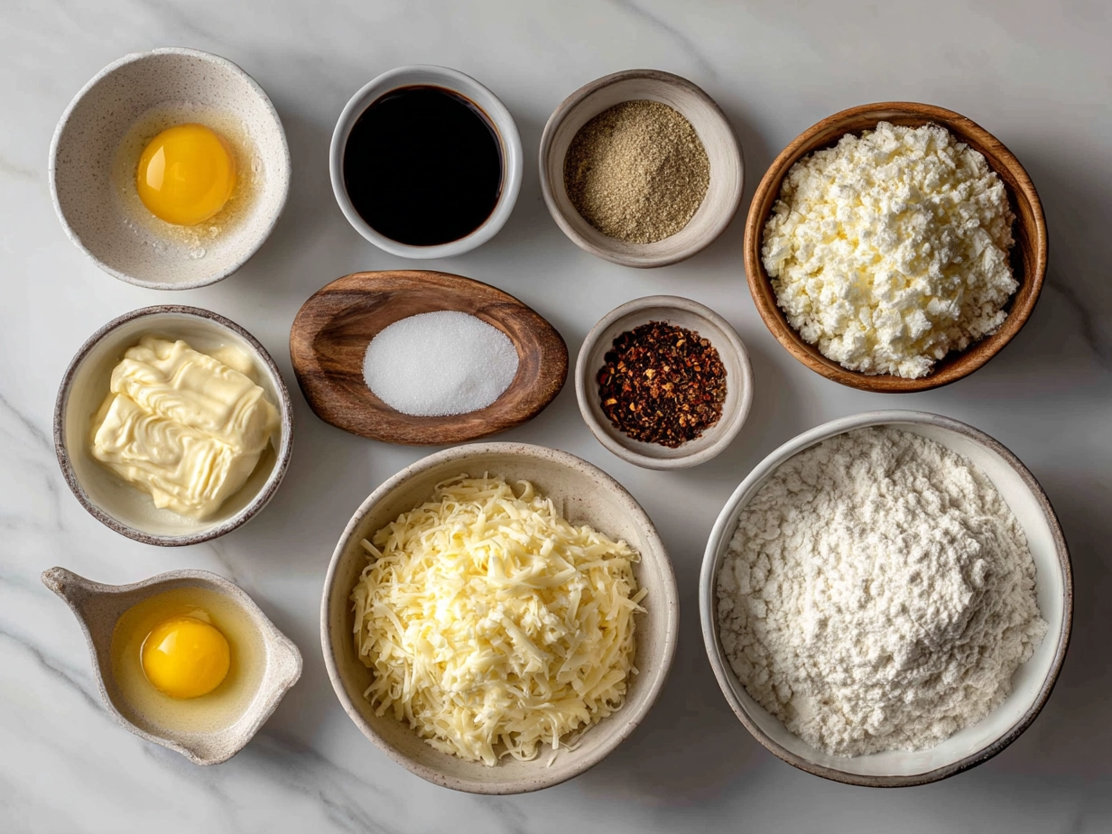 Raw ingredients for Chicken Alfredo Lasagna Soup arranged on marble surface