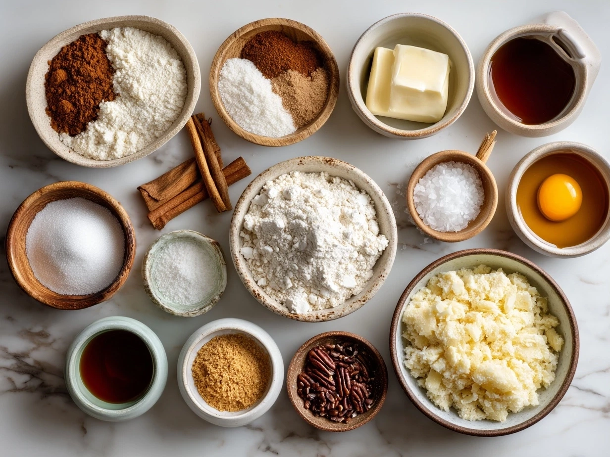 Ingredients for Valentines Day Sugar Cookies including flour, butter, sugar, egg and sprinkles
