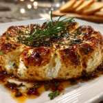 Warm baked Brie with garlic and herbs